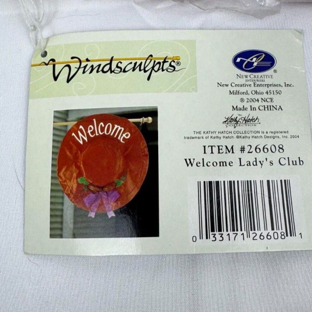 Windsculpts Kathy Hatch Welcome Lady's Red Hat Club Garden/Yard Flag--25" Round